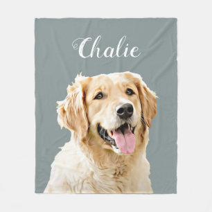 Cute Custom Golden Retriever Dog Personalised Fleece Blanket