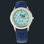 Cute Custom Green Turtle Cartoon Kids Watch<br><div class="desc">This cute kids' watch features an adorable, water colour effect turtle and clown fish cartoon. This lovely design features a place for you to add and personalise your kid's name. Designed for the child who is learning to read the time, the face of the watch has clear, easily readable numbers...</div>