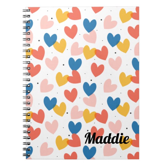 Cute Custom Heart Pattern Spiral Photo Notebook (Front)