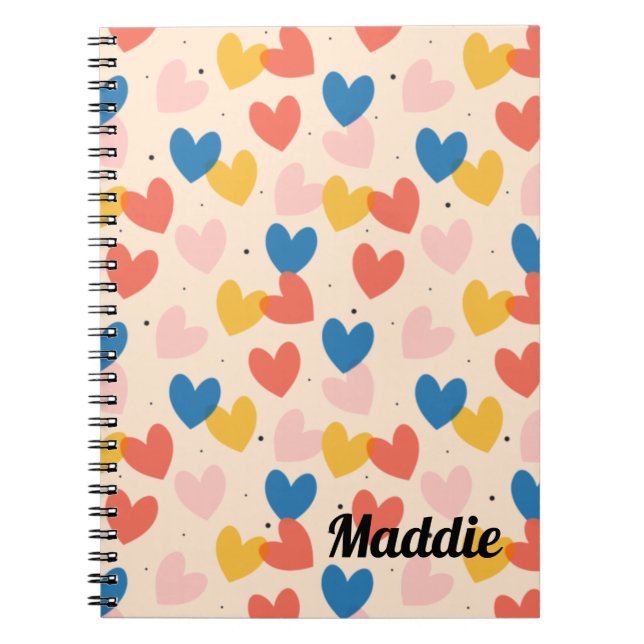 Cute Custom Heart Pattern Spiral Photo Notebook (Front)