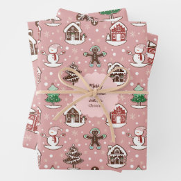 Cute Custom Holiday Cookie Pattern Christmas Wrapping Paper Sheet