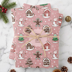 Cute Custom Holiday Cookie Pattern Christmas Wrapping Paper Sheet