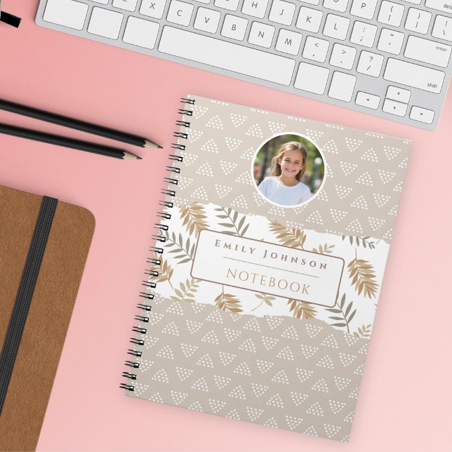 Cute Custom Kid Name & Photo Abstract Patterns Notebook (Creator Uploaded)