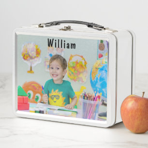 Cute Custom Kid's Photo Back to School Metal Lunch Box