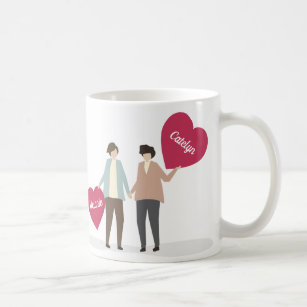 Cute Custom Lesbian Couple Anniversary Coffee Mug