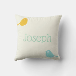 Cute Custom Little Birds Pastel Colors Boy Room Cushion