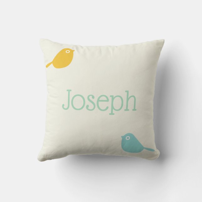 Cute Custom Little Birds Pastel Colors Boy Room Cushion (Back)