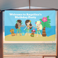 Cute Custom Luau Beach Hula Girls Birthday Party
