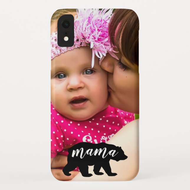 Cute Custom Mama Bear Mother and Child Photo Case-Mate iPhone Case (Back)
