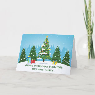 Cute Custom Merry Christmas Tree Non Photo Holiday Card