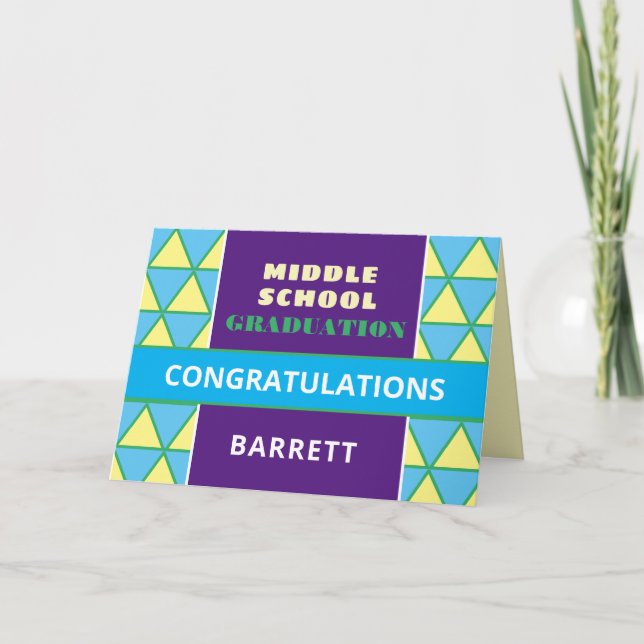 Cute! Custom Middle School graduation card! Card (Front)