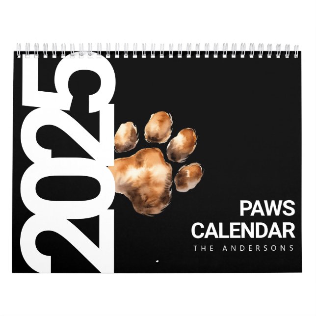 Cute Custom Modern Pet Lovers 2025 Calendar (Cover)