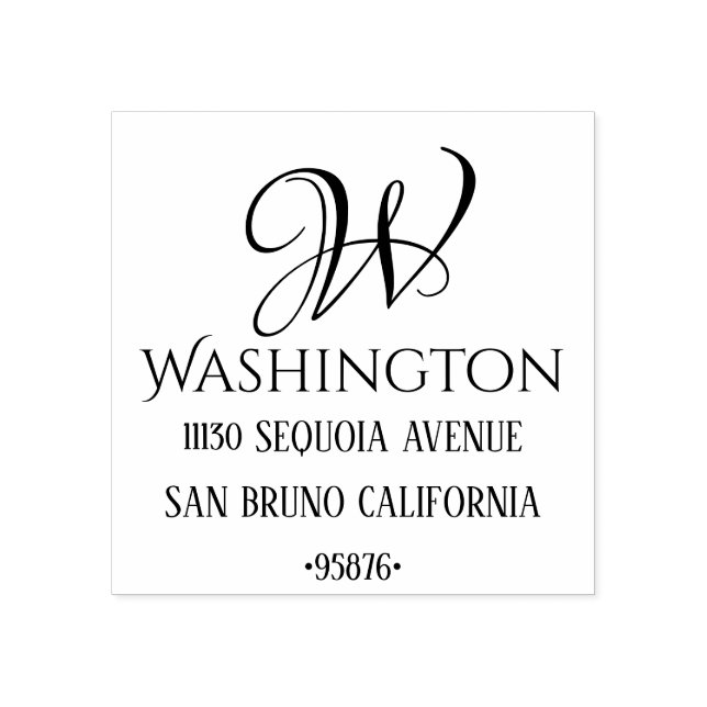 Cute Custom Monogram Initial Name Return Address Rubber Stamp (Imprint)