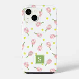 Cute Custom Monogram Pickleball Pattern iPhone 14 Case
