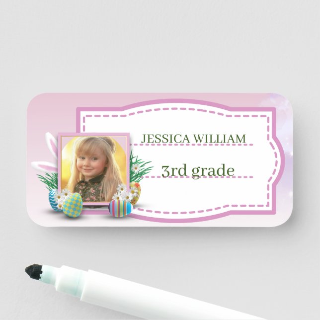 Cute Custom Name And Photo 3rd Grade Tag (In Situ)