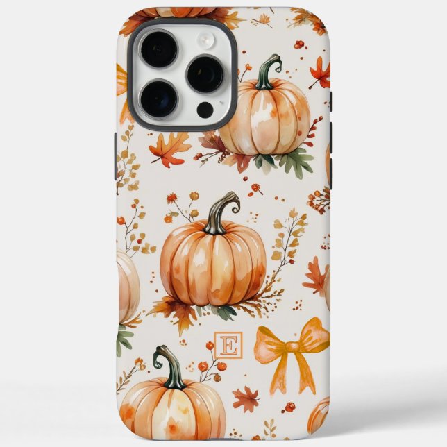 Cute Custom Name Autumn Pumpkins And Bows Case-Mate iPhone Case (Back)