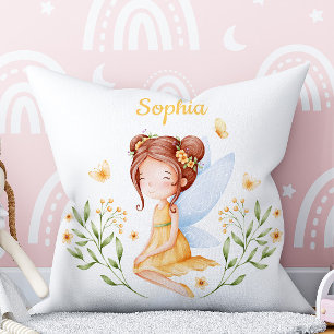 Cute Custom Name Baby Girl Fairy Pillow 