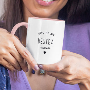Cute Custom Name Bestea Galentine Best Friend Fun Mug