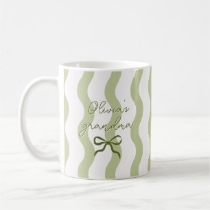 Cute Custom Name Bow Curvy Stripes Coffee Mug