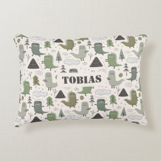 Cute Custom Name Dinosaur Khaki Green  Decorative Cushion