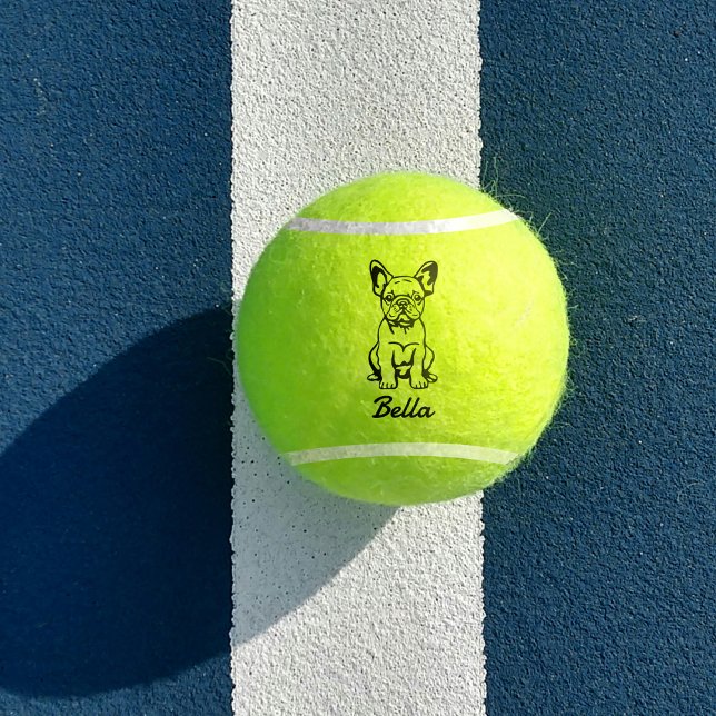 Cute Custom Name French Bulldog Frenchie Toy  Tennis Balls (Creator Uploaded)