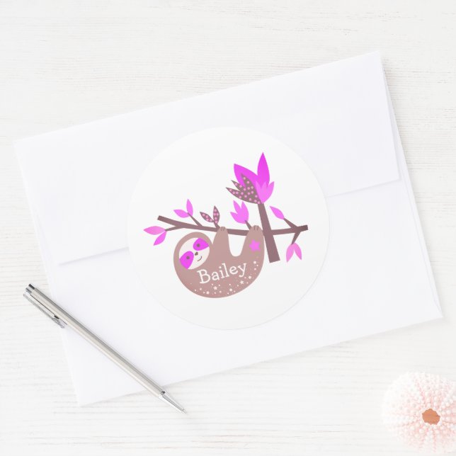 Cute Custom Name Koala Bear Pink Bamboo Sticker (Envelope)
