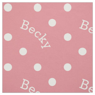 Cute Custom Name Light Pink Polka Dot Girl's Fabric