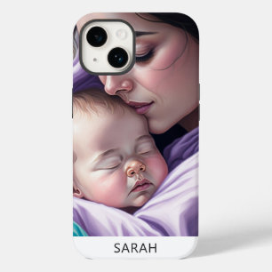 Cute Custom Name Mother and Baby Sentimental Gift Case-Mate iPhone 14 Case