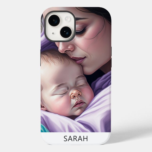 Cute Custom Name Mother and Baby Sentimental Gift Case-Mate iPhone Case (Back)