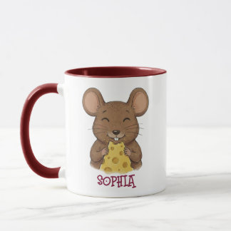 Cute Custom Name Mouse Woodland Animal Kids Mug