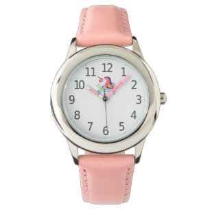 Cute Custom Name Pink Unicorn Girl's Wristwatch