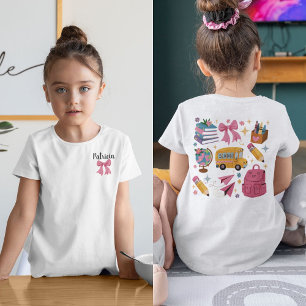 Cute Custom Name School Design Girl's Shirt