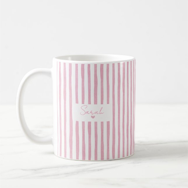 Cute Custom Name Stripes Coffee Mug (Left)