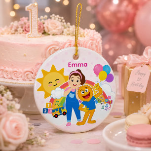 Cute Custom Name Toddler Preschool Music Ceramic Tree Decoration