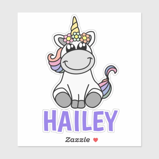 Cute Custom Name Unicorn Horse Pony Rainbow Colour (Sheet)