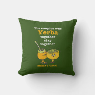 Cute Custom Name YERBA MATÉ Couples Cushion