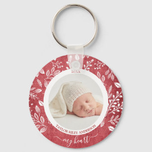 Cute Custom Newborn Photo Keychain