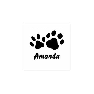 Cute Custom Paw Cat and Dog Rubber Stamp