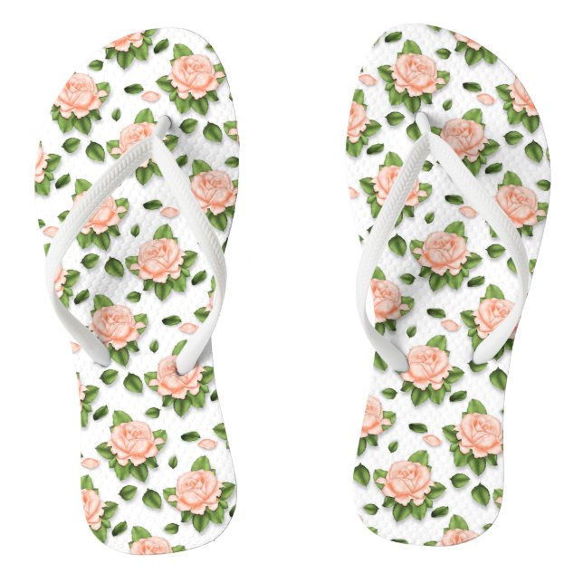 Cute Custom Peach Blossom Flip Flops (Footbed)