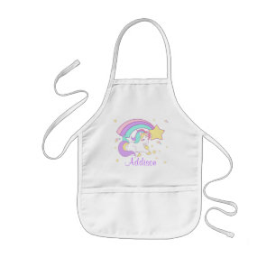 Cute Custom Personalised Magical Rainbow Unicorn Kids Apron