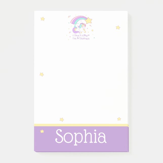 Cute Custom Personalised Magical Rainbow Unicorn Post-it Notes (Front)