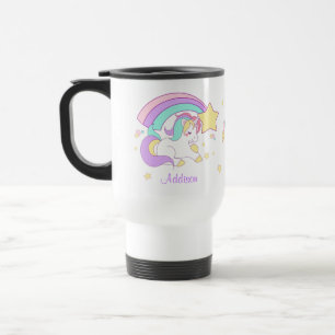 Cute Custom Personalised Magical Rainbow Unicorn Travel Mug