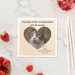 Cute Custom Pet Cat Photo Thank You Drink Wedding Napkin