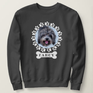 Cute Custom Pet Dog Photo and Name on Dogbone Sweatshirt