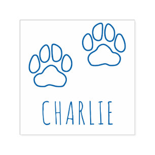 Cute Custom Pet Name Charlie   Paw Prints Outline Self-inking Stamp