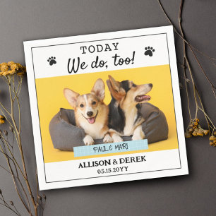 Cute Custom Pet Name Dog Cat Photo Wedding  Napkin