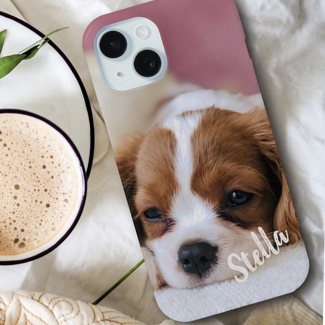 Cute Custom Pet Photo with Personalised Name Case-Mate iPhone Case (Creator Uploaded)