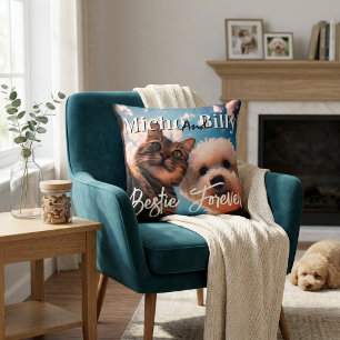 Cute Custom Pet Selfie Photo Besties Forever Throw Cushion