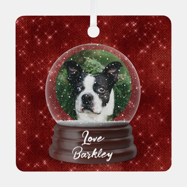 Cute Custom Pet Snow Globe  Metal Tree Decoration (Front)