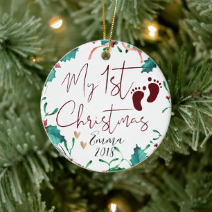 Cute Custom Photo Baby First Christmas Tree Ceramic Tree Decoration